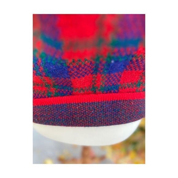 50s 60s Hudson’s Bay Plaid Wool Sweater Metal Crest Buttons Jacket Rare Sz 37 - Picture 12 of 16